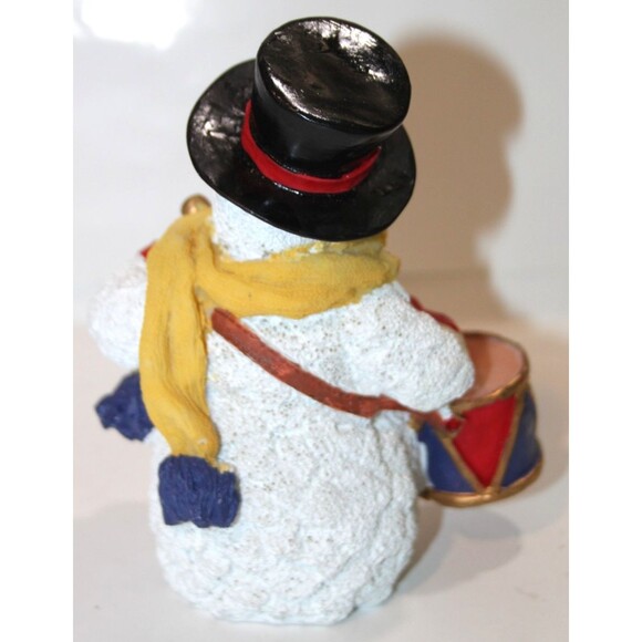 Vintage Resin Snowman Drum Top Hat 6” Holiday Winter Mantle Tabletop Decor Fig - Picture 2 of 6